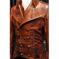 Military Brown Steampunk Leather Jacket
